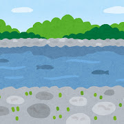 川原のイラスト（背景素材）